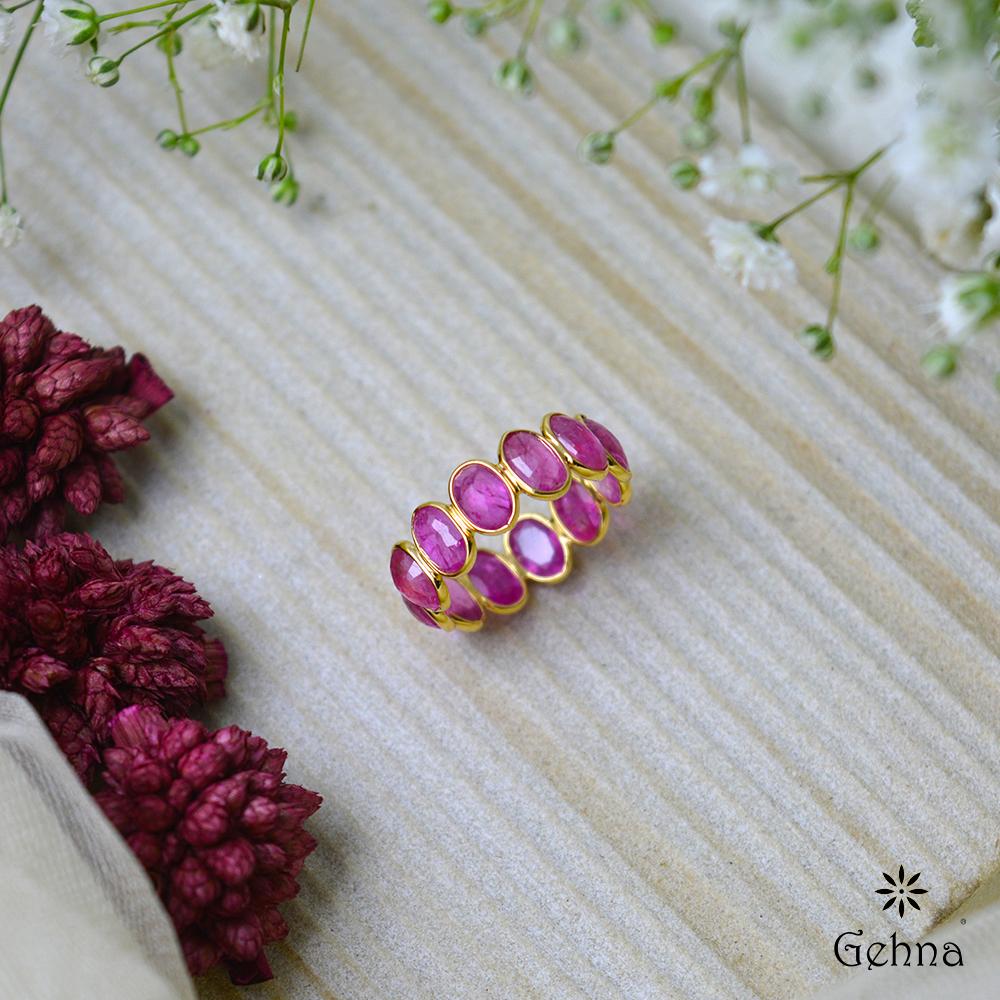 18K Yellow Gold Gold Ruby Rings for women