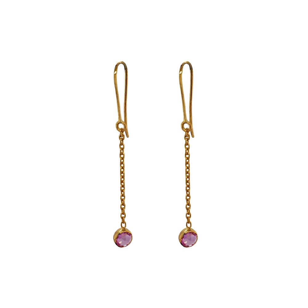18K Yellow Gold Gold Pink Sapphire Earrings for women