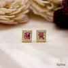 18K Yellow Gold Gold Pink Sapphire,Diamond Earrings for women image 1
