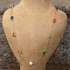 18K Yellow Gold Gold Navratna Stones,Diamond Chain for women image 1