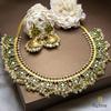 22K Yellow Gold Gold Cultured Rice Pearl,Emerald Necklace Set for women image 1