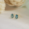 18K Yellow Gold Gold Blue Topaz Earrings for women image 1