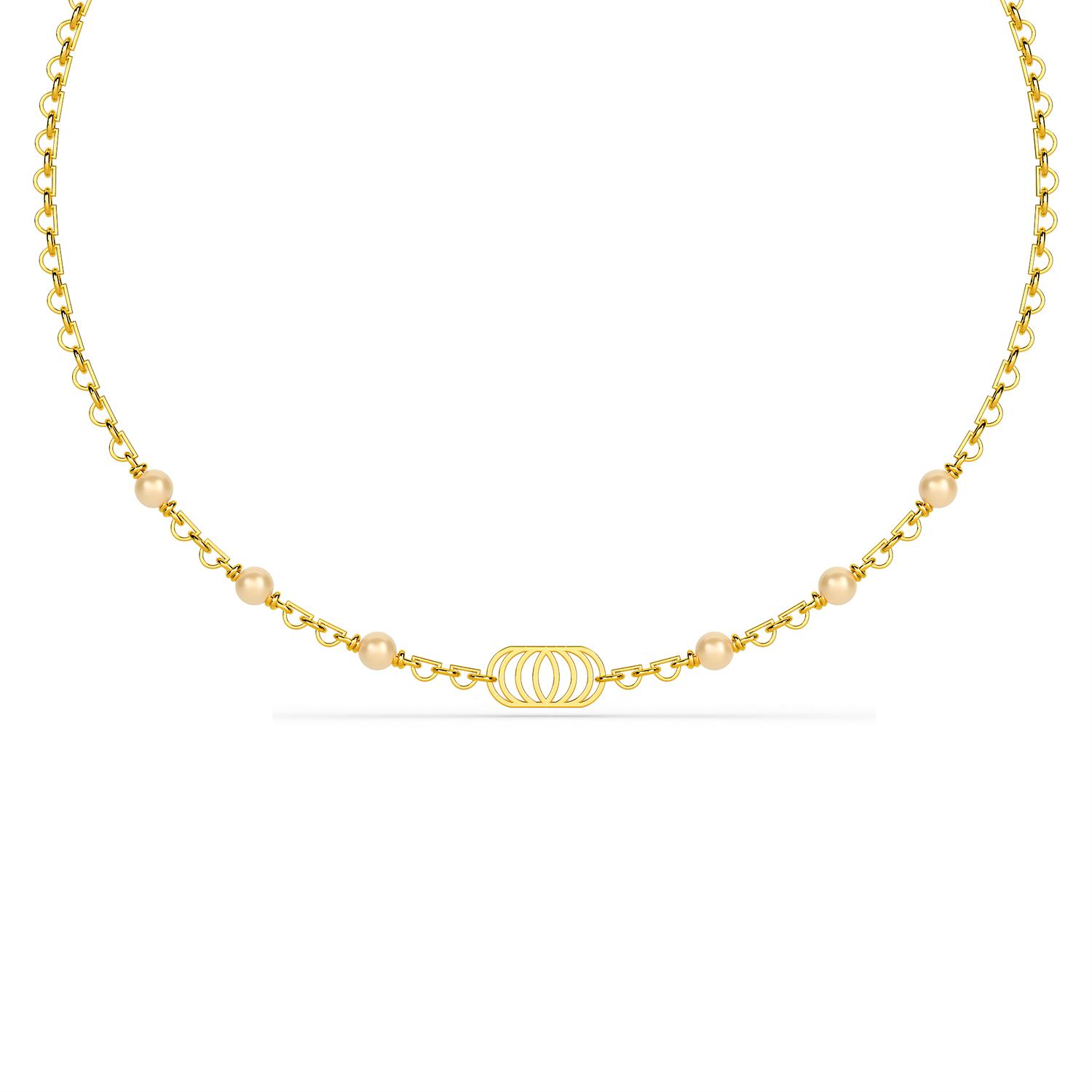 14K Yellow Gold Gold Cultured Freshwater Pearl Chain for women