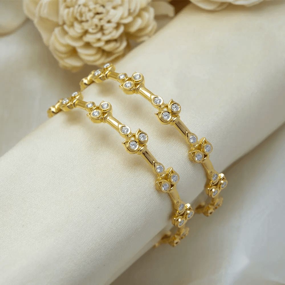 22K Yellow Gold Gold Diamond Bangle for women