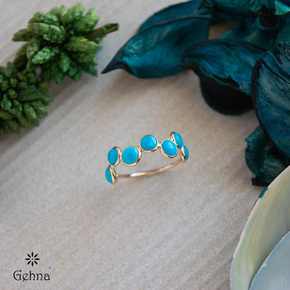 18K Yellow Gold Gold Turquoise Rings for women