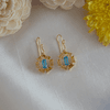 18K Yellow Gold Gold Blue Topaz,Citrine Earrings for women image 1