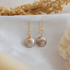 18K Yellow Gold Gold Cultured Button Pearl Earrings for women image 1