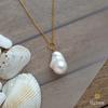 18K Yellow Gold Gold Cultured Baroque Pearl Chain for women image 1