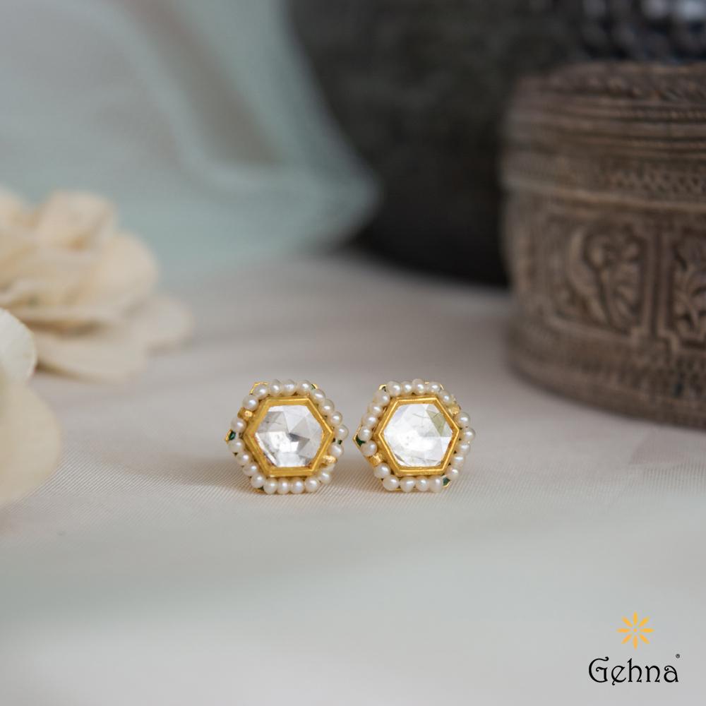 22K Yellow Gold Gold Cultured Freshwater Pearl,Diamond Earrings for women