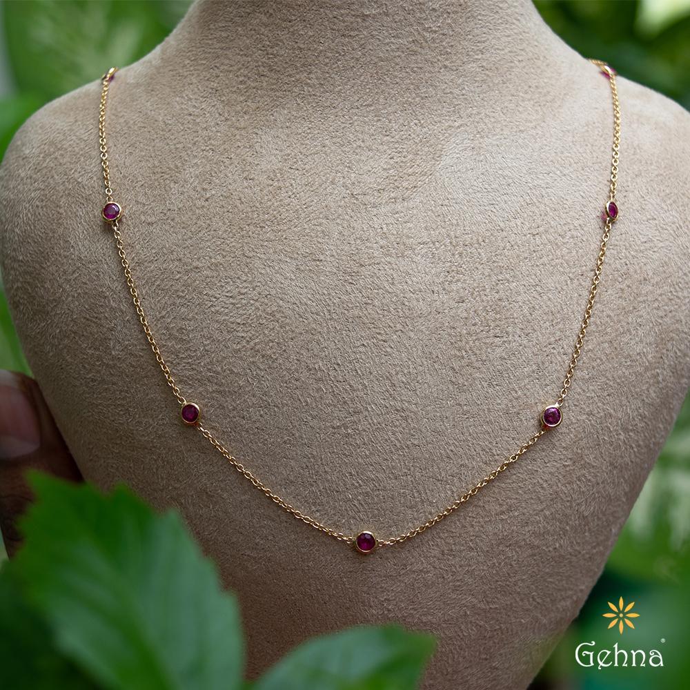 18K Yellow Gold Gold Ruby Chain for women