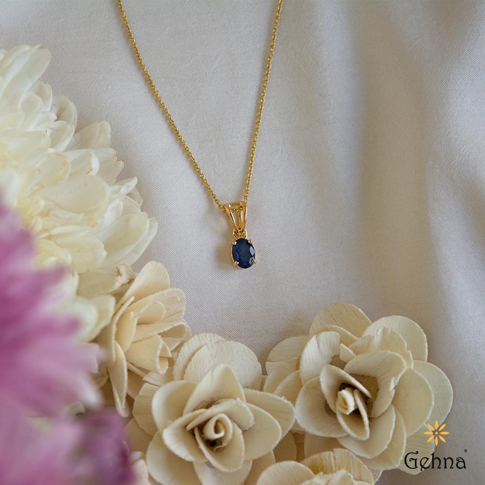 18K Yellow Gold Gold Blue Sapphire Pendants for women