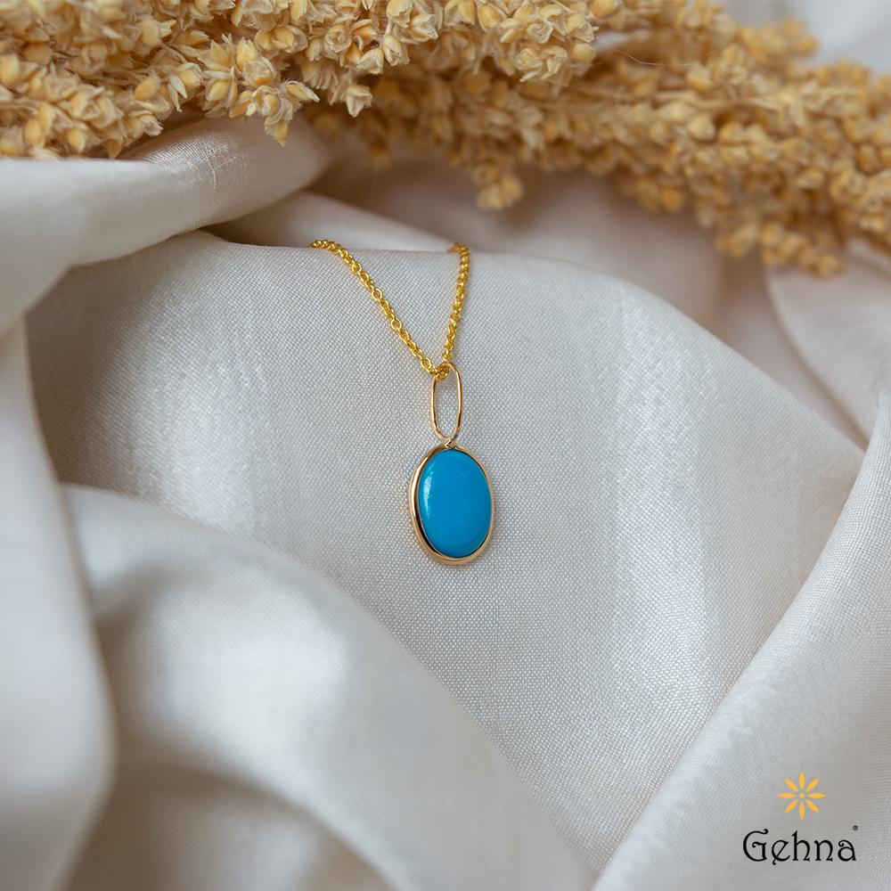 18K Yellow Gold Gold Turquoise Pendants for women