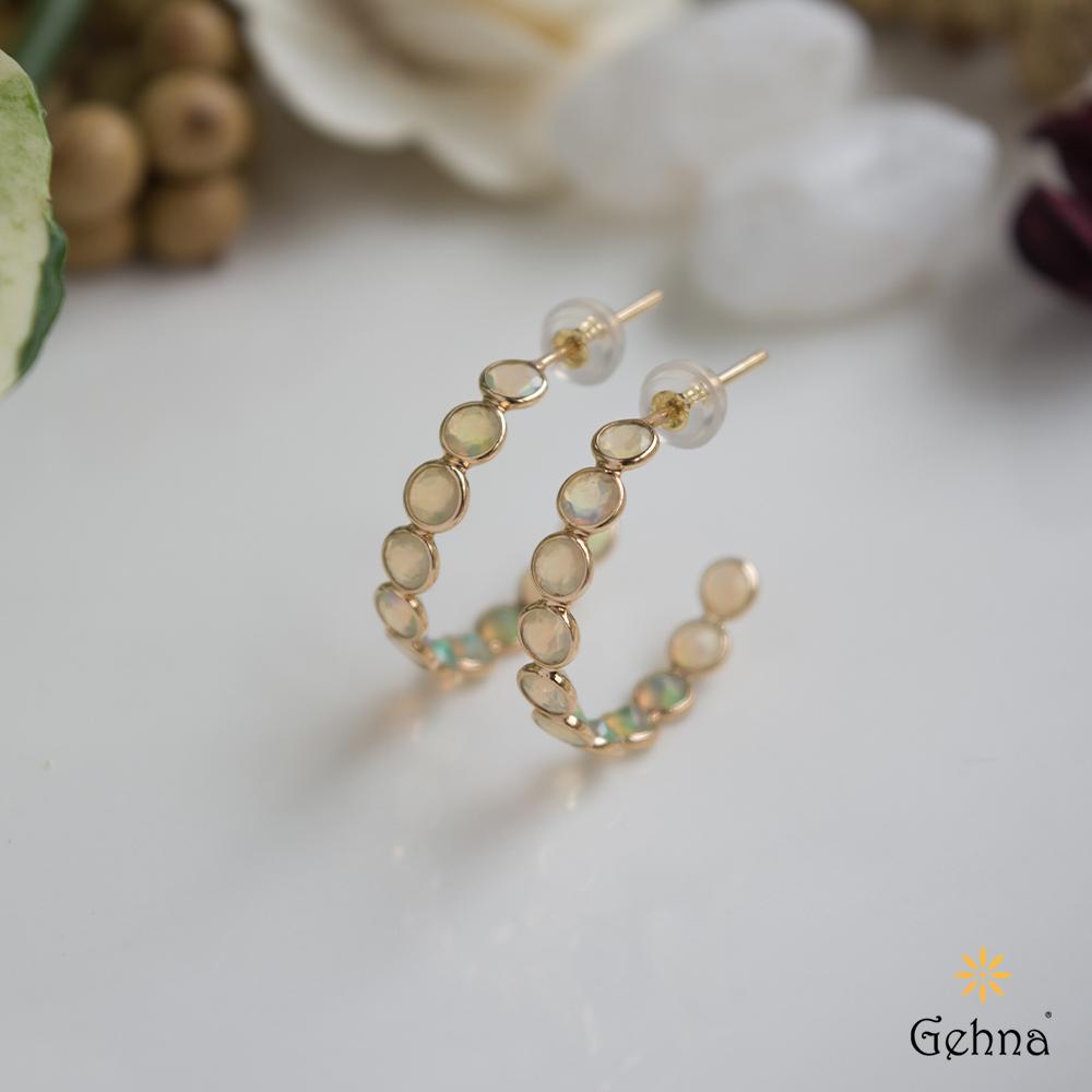 18K Yellow Gold Gold Opal Earrings for women
