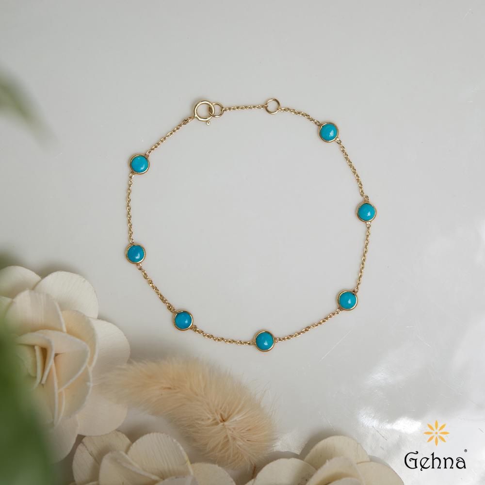 18K Yellow Gold Gold Turquoise Bracelets for women