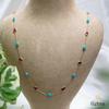 18K Yellow Gold Gold Pink Tourmaline,Turquoise Chain for women image 1