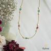 18K Yellow Gold Gold Cultured Baroque Pearl,Pink Tourmaline,Emerald Chain for women image 1