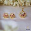 18K Yellow Gold Gold Ruby Pendant Set for women image 1