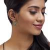 18K Yellow Gold Gold Blue Sapphire,Emerald Earrings for women image 2