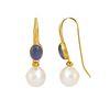 925 Sterling Silver Silver Synthetic Pearl,Tanzanite Earrings for women image 2