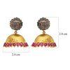 18K Yellow Gold Gold Ruby,Mother Of Pearl Jhumki for women image 2