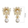 18K Yellow Gold Gold Pearl,Diamond Earrings for women image 2