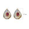 18K Yellow Gold Gold Ruby,Mother Of Pearl Earrings for women image 2