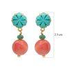 18K Yellow Gold Gold Turquoise,Coral,Emerald Earrings for women image 2