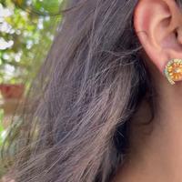 18K Yellow Gold Gold Golden Topaz,Diamond,Emerald Earrings for women image 2