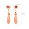 18K Yellow Gold Gold Ruby,Coral Earrings for women image 2