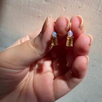 18K Yellow Gold Gold Topaz,Opal Earrings for women image 2
