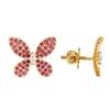 18K Yellow Gold Gold Diamond,Ruby Earrings for women image 2