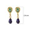 18K Yellow Gold Gold Cultured Freshwater Pearl,Blue Sapphire,Emerald Earrings for women image 2