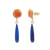 18K Yellow Gold Gold Cultured South Sea Pearl,Lapis Lazuli,Coral Earrings for women image 2