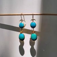 18K Yellow Gold Gold Sapphire,Turquoise Earrings for women image 2