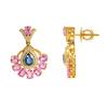 18K Yellow Gold Gold Pink Sapphire,Kyanite,Diamond Earrings for women image 2