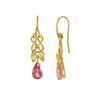 18K Yellow Gold Gold Tourmaline,Peridot Earrings for women image 2