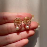 18K Yellow Gold Gold Cultured Akoya Pearl Earrings for women image 2