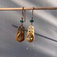 18K Yellow Gold Gold Citrine,Emerald Earrings for women image 2