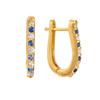 18K Yellow Gold Gold Blue Sapphire,Diamond Earrings for women image 2
