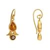 18K Yellow Gold Gold Orange Sapphire,Smoky Topaz Earrings for women image 2