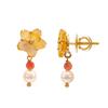 18K Yellow Gold Gold Mother Of Pearl,Pearl,Coral Earrings for women image 2
