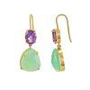 18K Yellow Gold Gold Amethyst,Chrysophase Earrings for women image 2