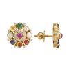 18K Yellow Gold Gold Navratna Stones,Diamond Earrings for women image 2