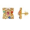 22K Yellow Gold Gold Navratna Stones,Diamond Earrings for women image 2