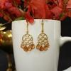 18K Yellow Gold Gold Orange Sapphire Earrings for women image 2