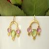18K Yellow Gold Gold Sapphire,Pink Sapphire,Peridot Earrings for women image 2