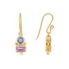 18K Yellow Gold Gold Pink Sapphire,Blue Sapphire Earrings for women image 2