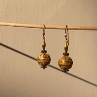 18K Yellow Gold,925 Sterling Silver Silver,Gold Printed Bead Earrings for women image 2
