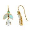 18K Yellow Gold Gold Opal,Aquamarine,Emerald Earrings for women image 2