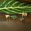 18K Yellow Gold Gold Emerald Earrings for women image 2